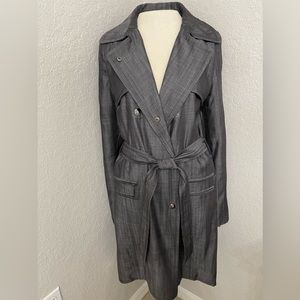 Vertigo Paris Charcoal Grey Trench Coat sz Medium with Gunmetal hardware